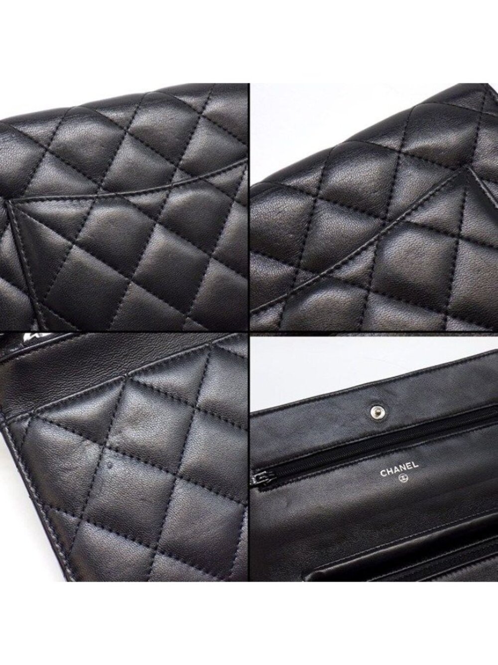 Chanel Shoulder Bag Quilted Classic Chain Wallet Black Bordeaux Lambskin - Picture 10 of 12